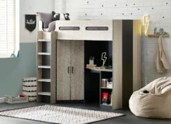 Julian Bowen Hercules High Sleeper Bed In Woodgrain & Anthracite