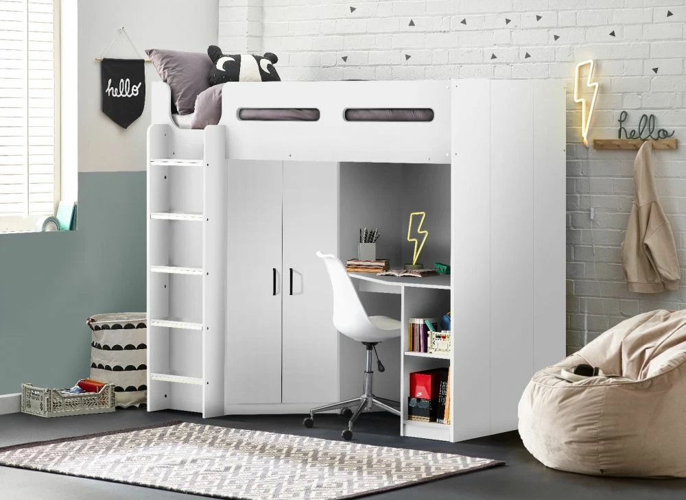 Julian Bowen Hercules High Sleeper Bed In White 3 Julian Bowen Hercules High Sleeper Bed In White