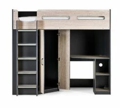 Julian Bowen Hercules High Sleeper Bed In Woodgrain & Anthracite -bedding sale hercules highsleeper woodgrain anthracite front open doors 1