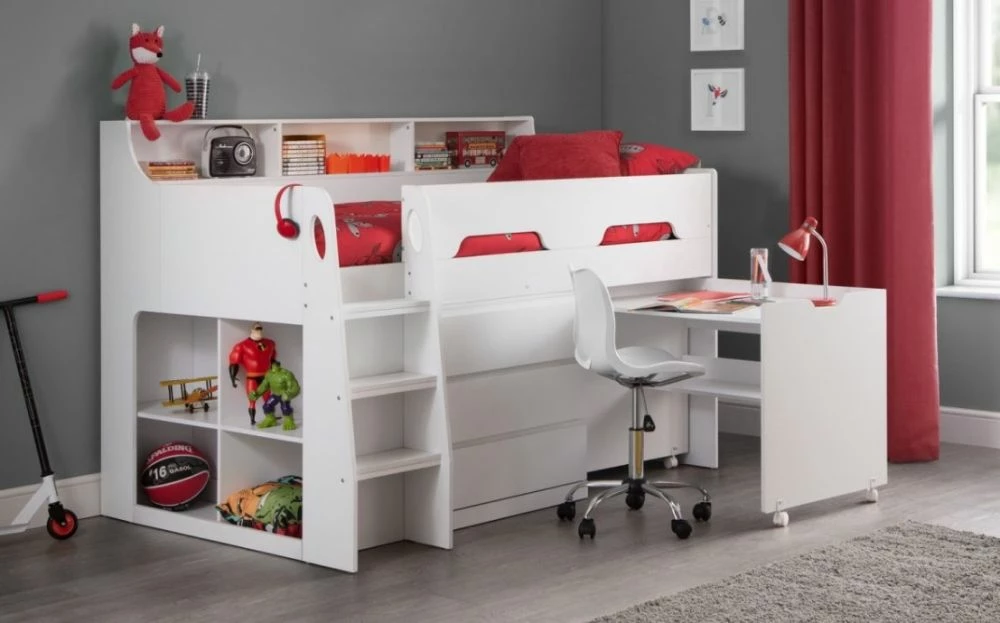 Julian Bowen Jupiter Mid Sleeper Cabin Bed In White 3 Julian Bowen Jupiter Mid Sleeper Cabin Bed In White