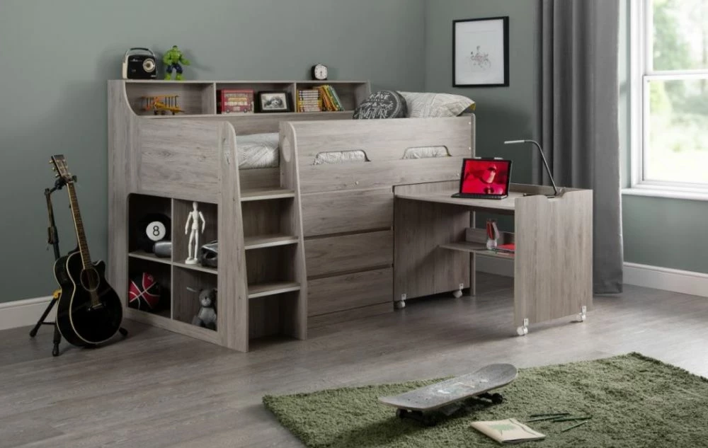 Julian Bowen Jupiter Mid Sleeper Cabin Bed In Grey Oak 3 Julian Bowen Jupiter Mid Sleeper Cabin Bed In Grey Oak