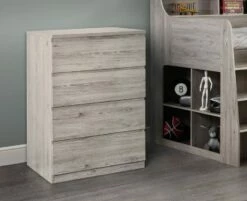 Julian Bowen Orion Bunk Bed In Grey Oak With Storage Drawer & Shelves -bedding sale jupiter 4 drawer chest grey oak 4