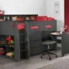 Julian Bowen Jupiter Mid Sleeper Cabin Bed In Anthracite Grey -bedding sale jupiter anthracite no glow in the dark