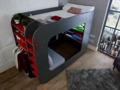 Kids Avenue Trasman POD 2 Gaming High Sleeper Bed With Sofabed + FREE Wireless Charger -bedding sale loftpod2 gaming bed grey 1200