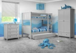 Julian Bowen Maine Bunk Bed In Dove Grey -bedding sale maine bunk bed with underbed dove grey roomset