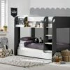 Julian Bowen Mars Bunk Bed In Charcoal And White -bedding sale mars bunk charcoal white roomset