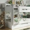 Milo Bunk Bed In White With Shelving And Optional Underbed Trundle -bedding sale milo bunk white