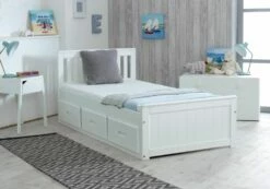 Amani UK Mission Storage Bed In White + Superior Mattress Bundle