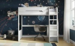 Montana High Sleeper Bed In White With Desk & Shelves -bedding sale montana white3