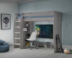 Julian Bowen Nebula Gaming High Sleeper Bed In Grey Oak