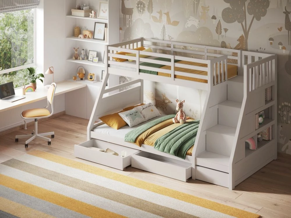 Neutron Triple Bunk Bed In White 5 Neutron Triple Bunk Bed In White - Image 3