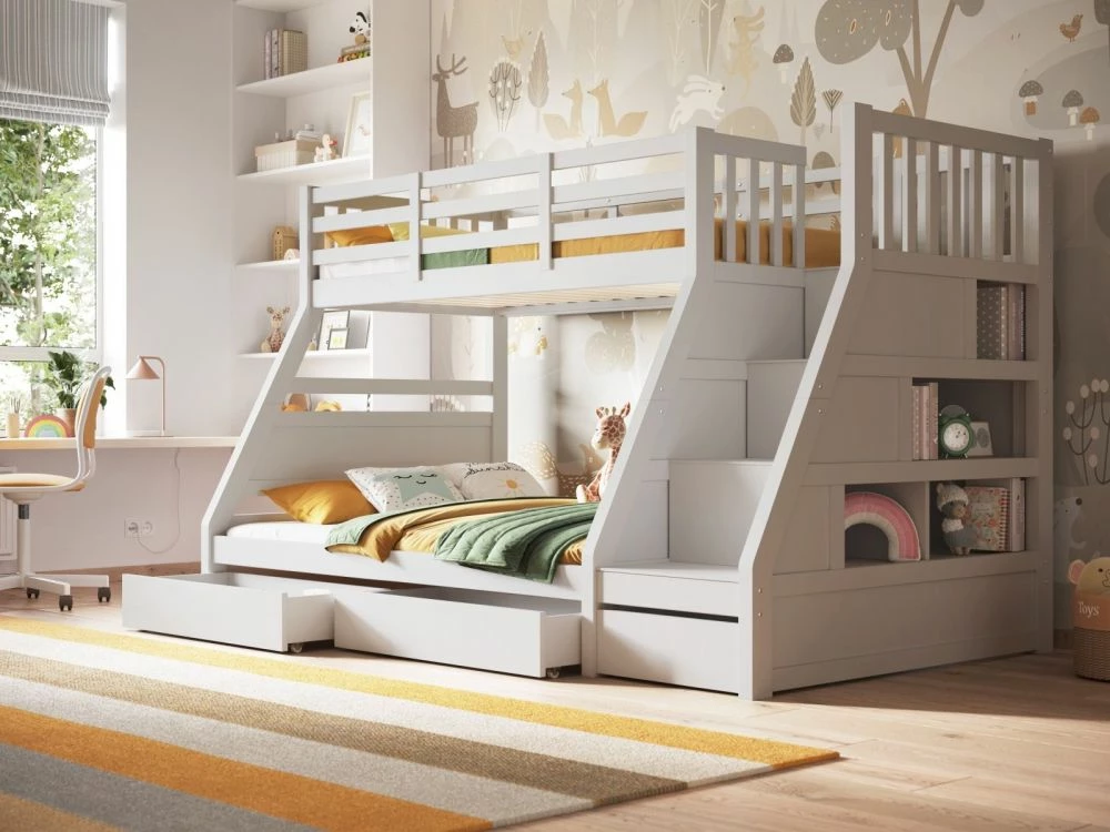 Neutron Triple Bunk Bed In White 3 Neutron Triple Bunk Bed In White