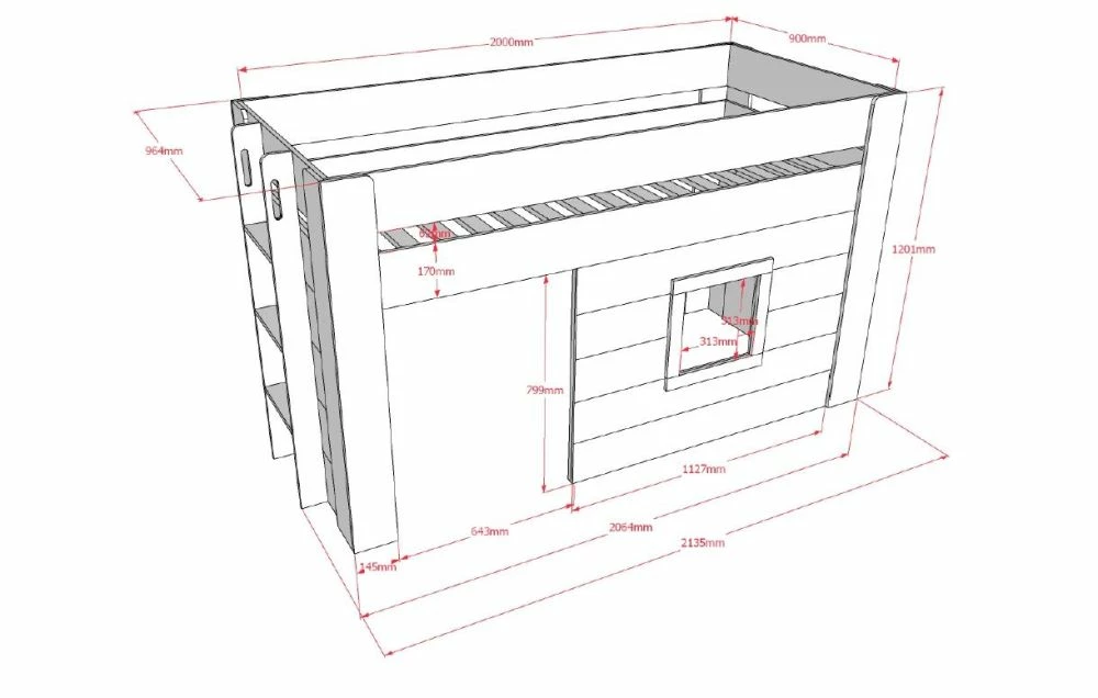 Vipack Noah Kids Mid Sleeper Bed With Stairs In White 8 Vipack Noah Kids Mid Sleeper Bed With Stairs In White - Image 6