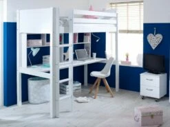 Thuka Nordic High Sleeper Bed 2 In White With Desk And Shelving