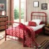 Vipack New York Metal Kids Single Bed In Red -bedding sale nybe9020 03 1