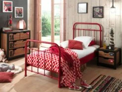 Vipack New York Metal Kids Single Bed In Red