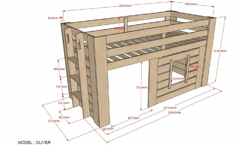 Vipack Oliver Kids Mid Sleeper Bed In Oak 8 Vipack Oliver Kids Mid Sleeper Bed In Oak - Image 6