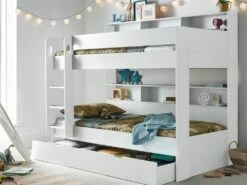 Oliver White Wooden Storage Bunk Bed With Storage Drawer