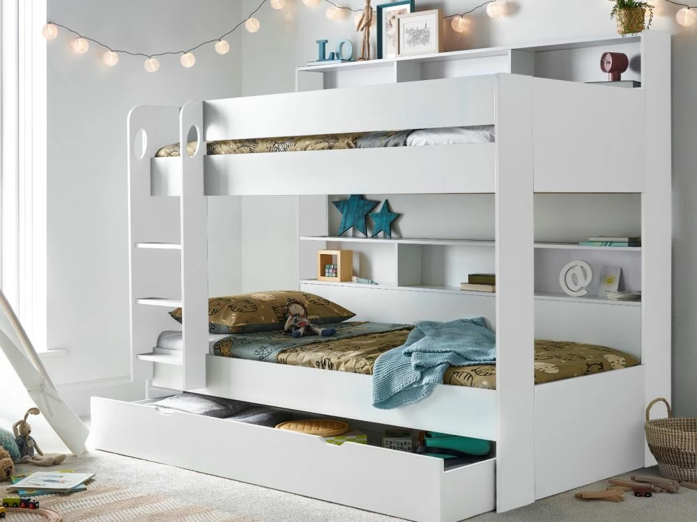 Oliver White Wooden Storage Bunk Bed With Storage Drawer 3 Oliver White Wooden Storage Bunk Bed With Storage Drawer