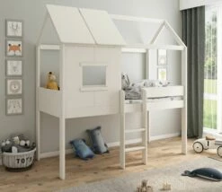 Kids Avenue Midi Playhouse Mid Sleeper Bed In White