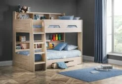 Julian Bowen Orion Sonoma Oak Bunk Bed + 2 X Premier Mattresses