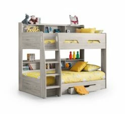Julian Bowen Orion Bunk Bed In Grey Oak With 2 X Signature Quilted Mattresses
