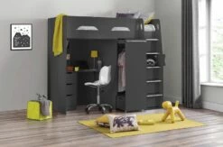 Julian Bowen Pegasus Grey High Sleeper Bed In Anthracite