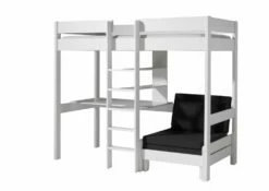 Vipack Pino Kids High Sleeper Bed In White With Sofa Bed -bedding sale piolzb14 01