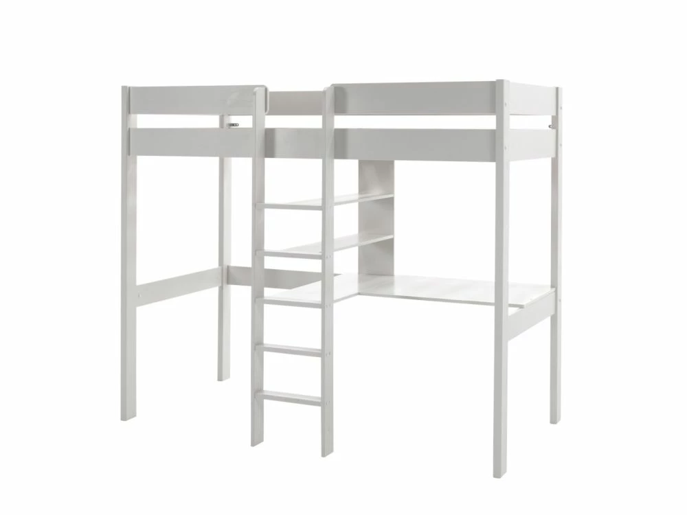 Vipack Pino Kids High Sleeper Bed In White With Desk & Shelving 4 Vipack Pino Kids High Sleeper Bed In White With Desk & Shelving - Image 2