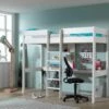 Vipack Pino Kids High Sleeper Bed In White With Desk & Shelving -bedding sale piolzz14 02 1