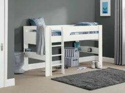 Julian Bowen Pluto Mid Sleeper Bed In Surf White