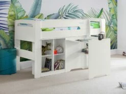 Julian Bowen Pluto Mid Sleeper Bed In Surf White 17 Julian Bowen Pluto Mid Sleeper Bed In Surf White -bedding sale pluto midsleeper surf white cube bookcase desk roomset cropped