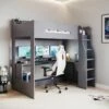 Rocker Gaming High Sleeper Bed In Anthracite With Desk & Storage