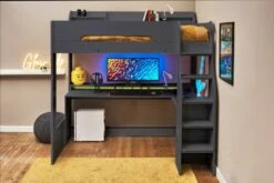 Rocker Gaming High Sleeper Bed In Anthracite With Desk & Storage 14 Rocker Gaming High Sleeper Bed In Anthracite With Desk & Storage -bedding sale rockerhighsleeper2