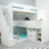 Samuel Staircase Triple Bunk Bed In White With Storage -bedding sale samuel2