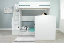 Samuel Staircase Triple Bunk Bed In White With Storage -bedding sale samuel3