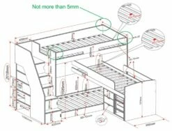 Samuel Staircase Triple Bunk Bed In White With Storage -bedding sale samuel5