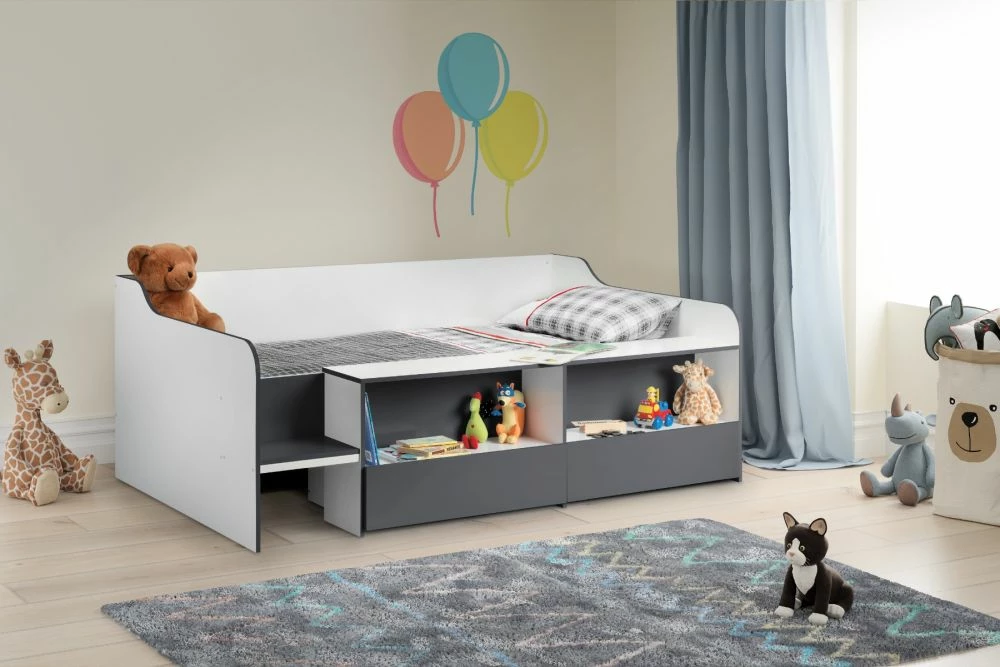 Julian Bowen Stella Low Sleeper Bed In White & Charcoal 3 Julian Bowen Stella Low Sleeper Bed In White & Charcoal