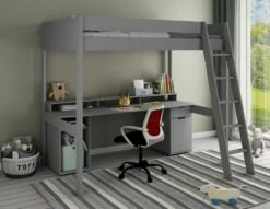 Astral Small Double Gaming High Sleeper Bed In Grey