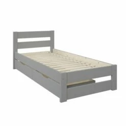 Astral Solid Wood Single Bed With Storage In Grey -bedding sale tersbg 3