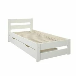 Astral Solid Wood Single Bed With Storage In White -bedding sale tersbw 2