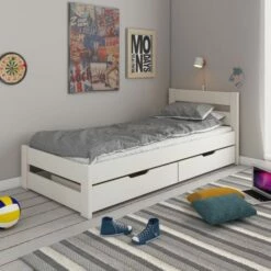 Astral Solid Wood Single Bed With Storage In White