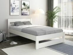 Astral Solid Wood Small Double Bed In White With Optional Storage
