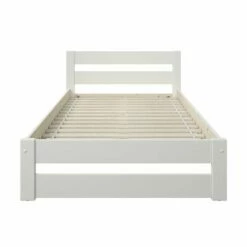 Astral Solid Wood Small Double Bed In White With Optional Storage -bedding sale tersdbw front view 1