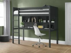 Julian Bowen Titan Anthracite High Sleeper Bed With Desk & Shelves