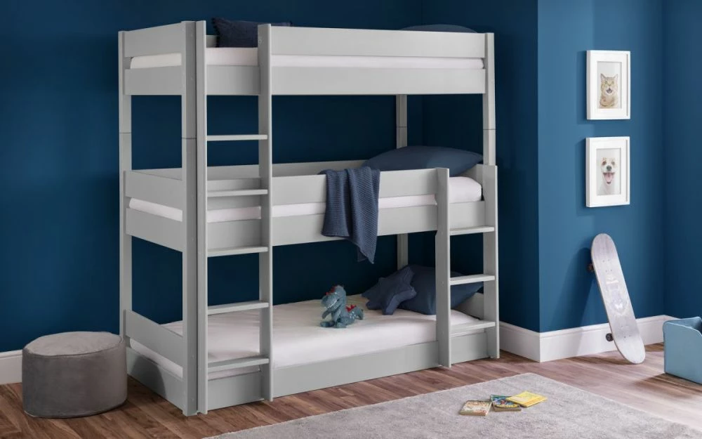 Julian Bowen Trio Triple Bunk Bed In Dove Grey 3 Julian Bowen Trio Triple Bunk Bed In Dove Grey