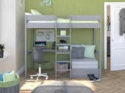 Stompa Uno 5 High Sleeper With Desk And Sofa Bed In Grey