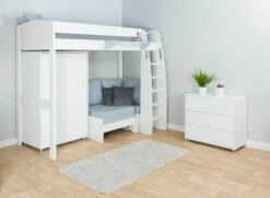 Stompa Uno S 29 High Sleeper With Grey Sofa Bed & Wardrobe