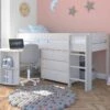 Stompa Uno White Mid Sleeper Bed With Pull Out Desk & 3 Drawer Chest -bedding sale unow10 1