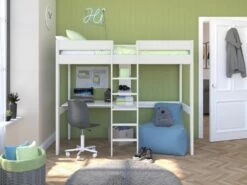 Stompa Uno High Sleeper With Desk In White